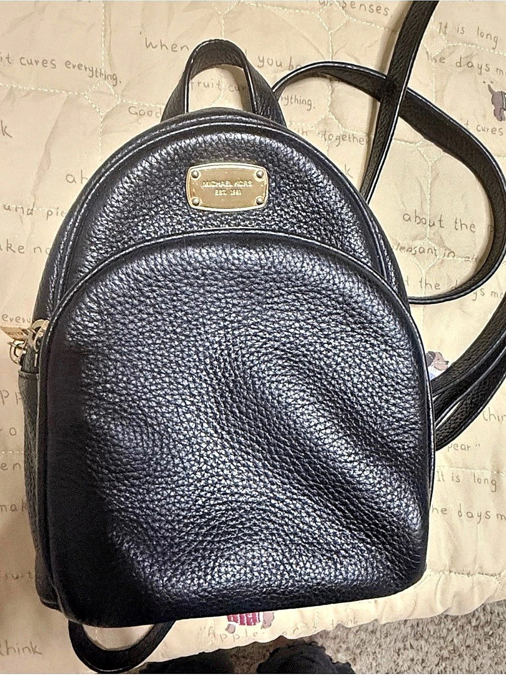 Michael Kors Rhea Extra-Small Black Pebbled Leather Backpack